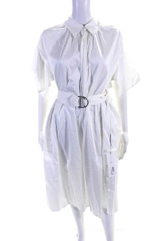 Adeam Womens Belted Shirt Dress White