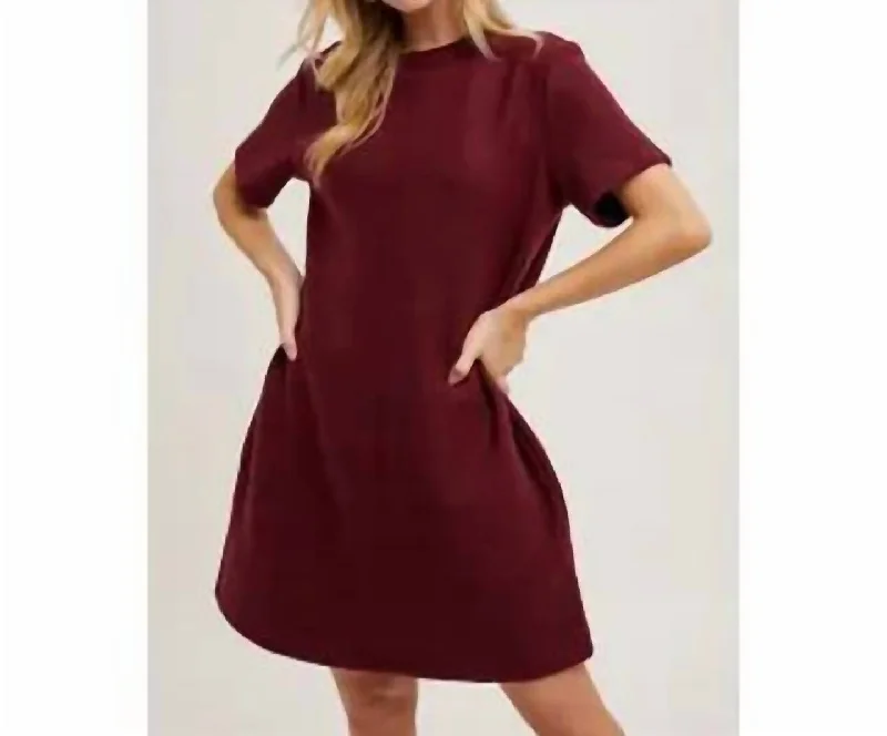 Burgundy T-Shirt Short Dress