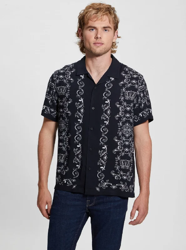 Eco Black Royal Print Short Sleeve Shirt