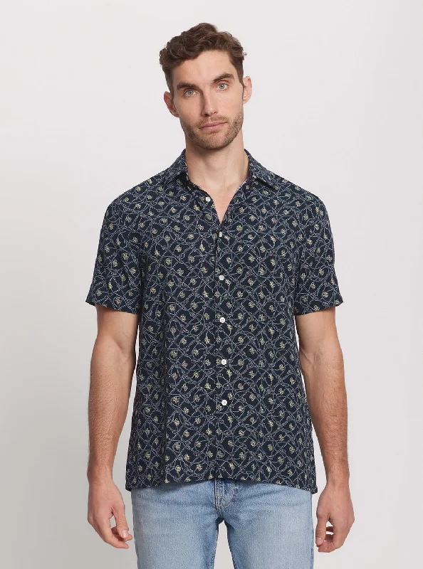 Eco Blue Rope Print Short Sleeve Shirt