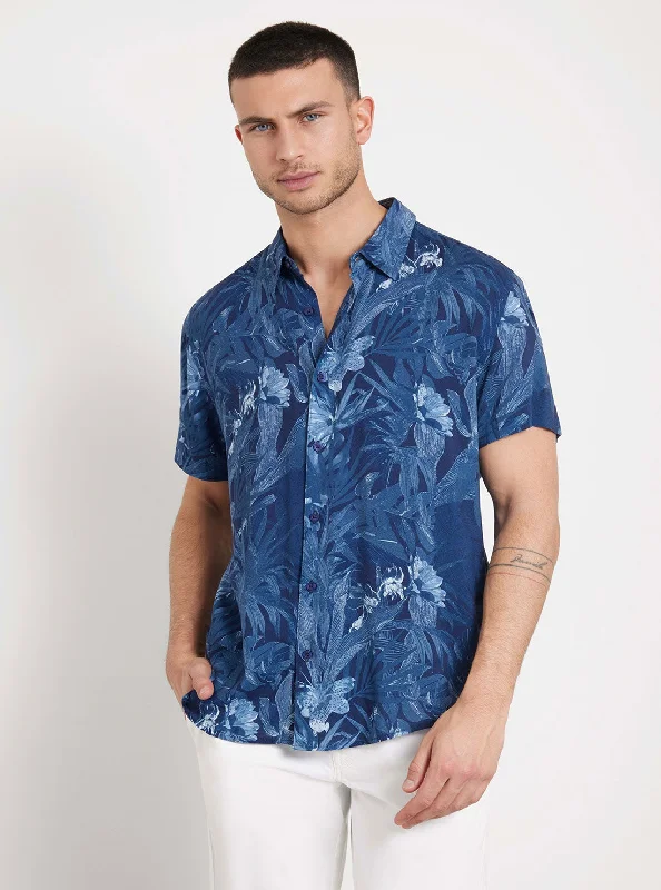 Eco Blue Tropical Short Sleeve Shirt