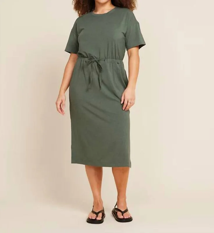 T-Shirt Tie Dress In Moss